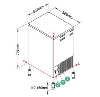 Fabbricatore di ghiaccio a cubetti pieni CHSL90