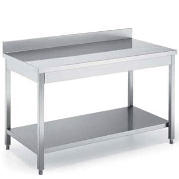 Tavoli inox con ripiano inferiore e alzatina TGE 7/7AR
