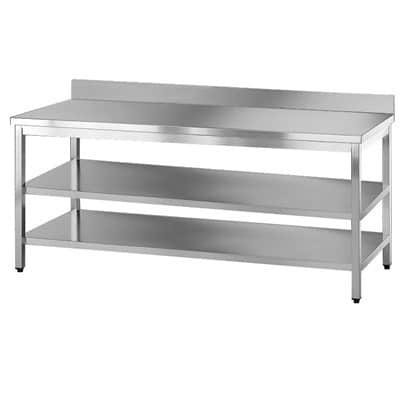 Tavolo inox con doppio ripiano inferiore e alzatina TGE7/7 2AR