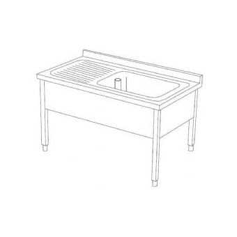Lavello 2 vasche con gocciolatoio a DX a giorno su gambe LGE2VGDX14/6