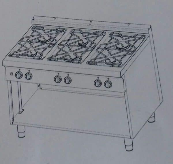 CUCINA A GAS 6 FUOCHI SU VANO