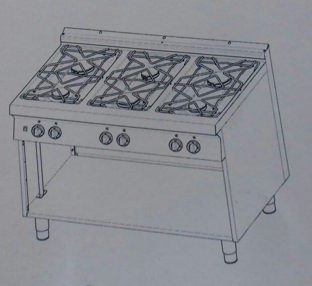 CUCINA A GAS 6 FUOCHI SU VANO